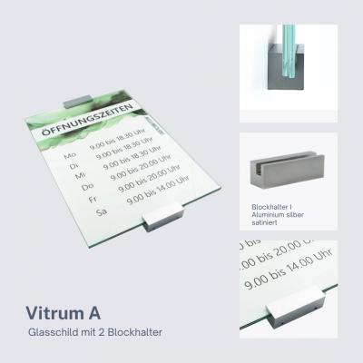 Tuerschild Vitrum A aus Glas DIN A3